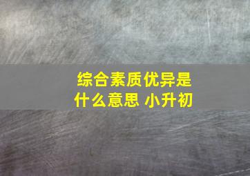 综合素质优异是什么意思 小升初